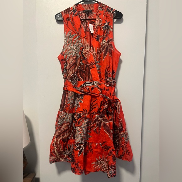 Banana Republic Stampa Mini Wrap Dress Red Floral - Picture 3 of 9